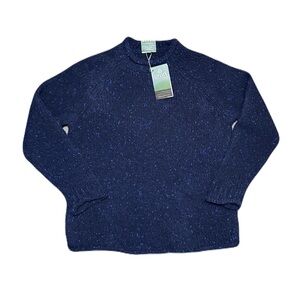 Aran Woolen Mills Roll Neck Knit Sweater 100% Pure Wool Women’s Medium Blue NWT